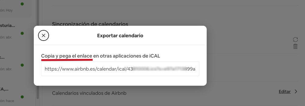 Aloja360 ayuda ical Airbnb exportar copia y pega ical 1