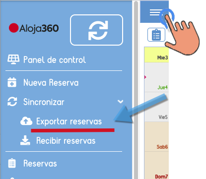 Aloja360 ayuda ical exportacion1 menu 1